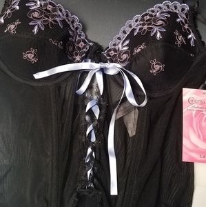 Cinema Etoile embroirdered lace ribbon bustier L